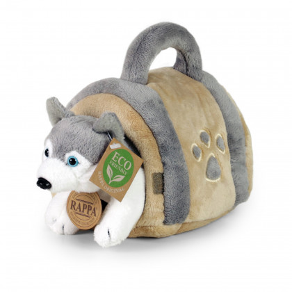 Plyšový pes husky 13 cm s přepravkou ECO-FRIENDLY