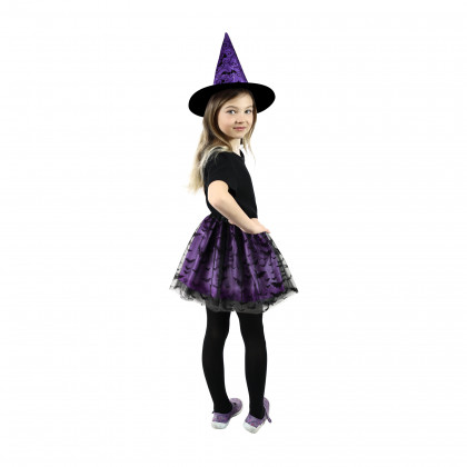 Dětský kostým čarodějnice netopýrka tutu sukně s kloboukem