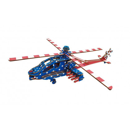 Woodcraft Dřevěné 3D puzzle Americký bojový vrtulník Apache