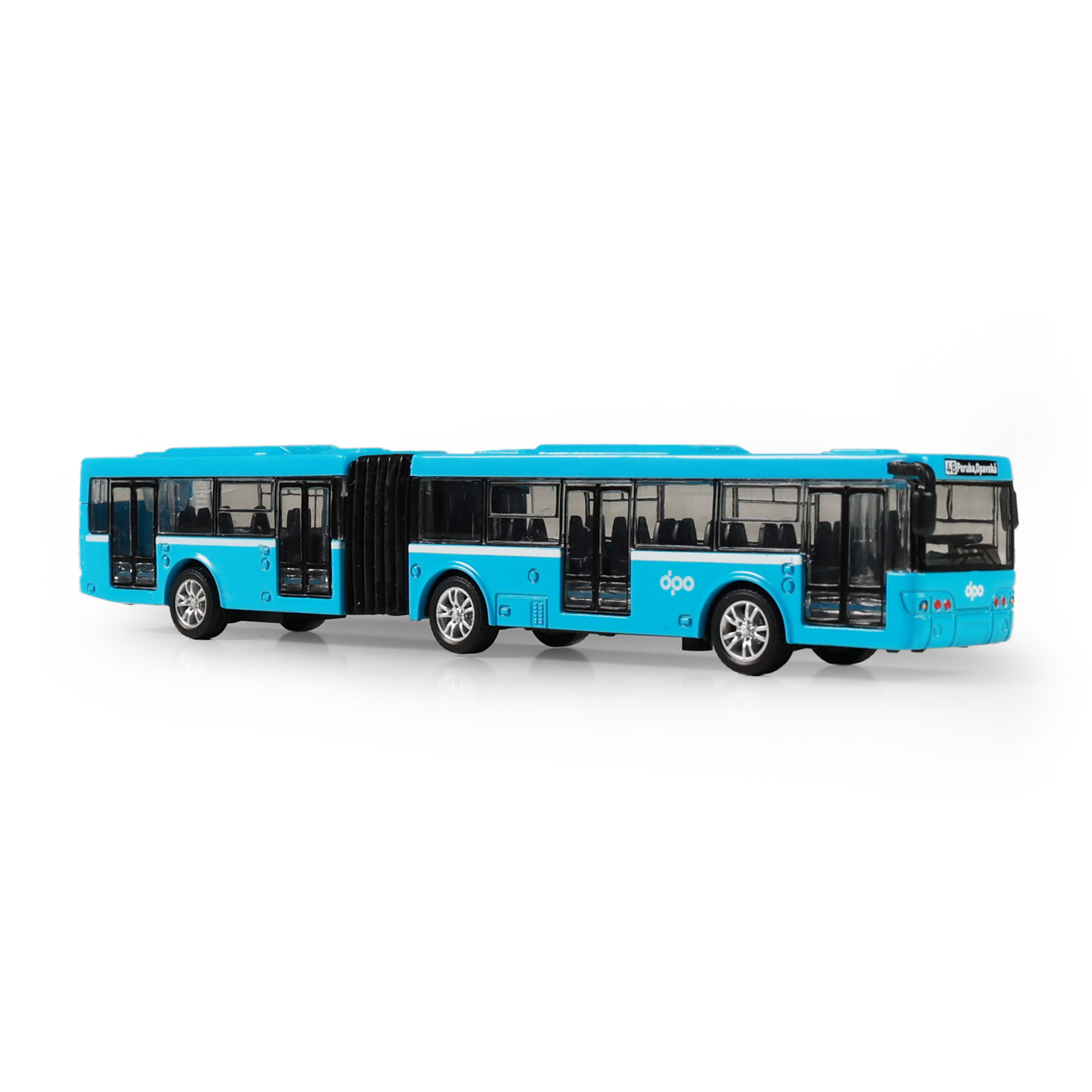 Kovový kloubový autobus DPO Ostrava modrý 18 cm