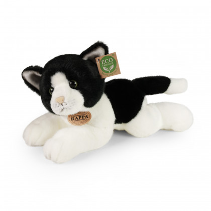 Plyšová kočka bílo-černá ležící 30 cm ECO-FRIENDLY