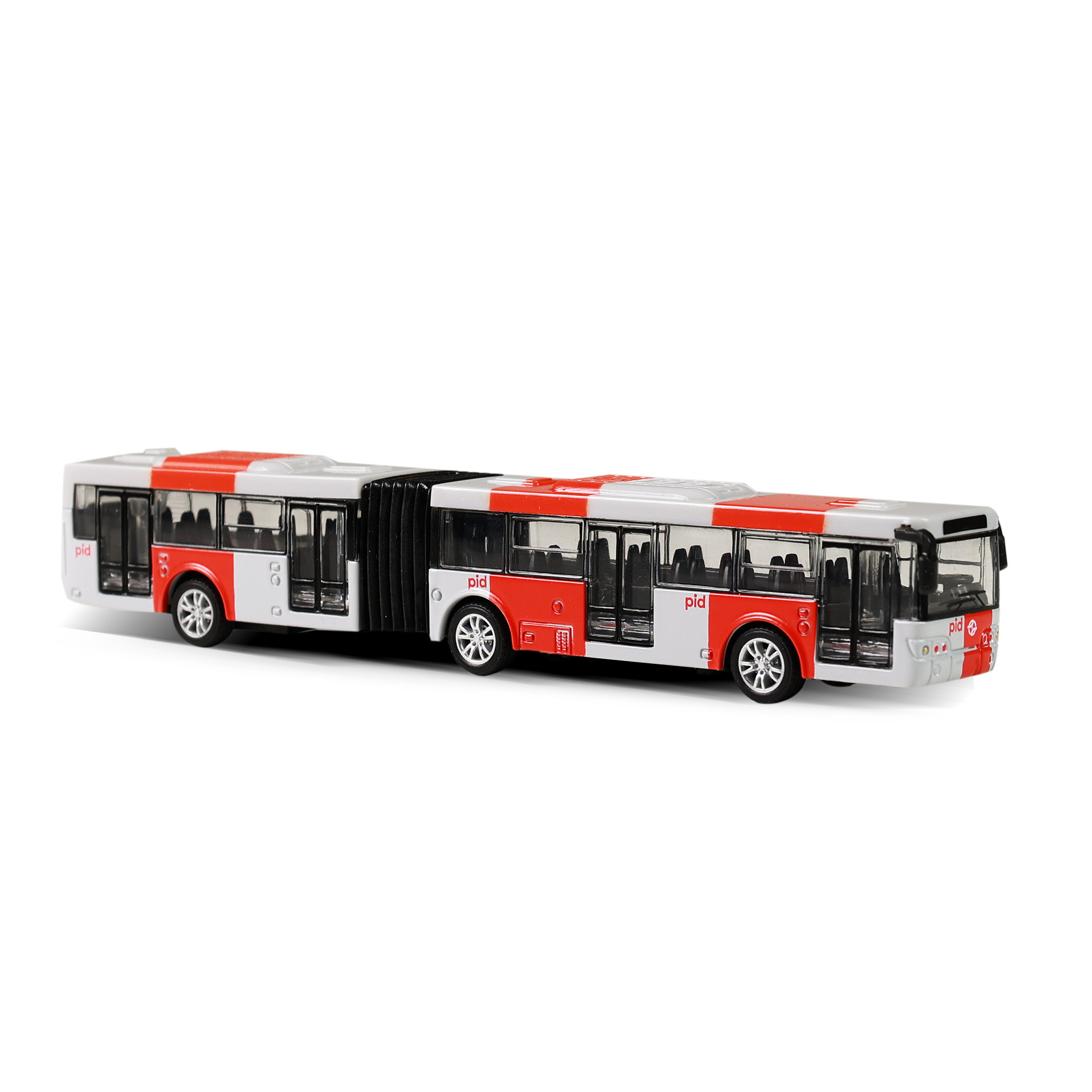 Kovový kĺbový autobus PID Praha červený 18 cm