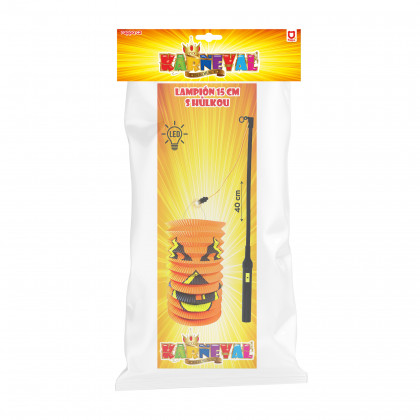 Lampión Halloween tekvica 15 cm so svietiacou paličkou 40 cm